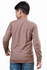 Camel Brown Minimal Graphic Boys  Full Sleeves T-Shirt